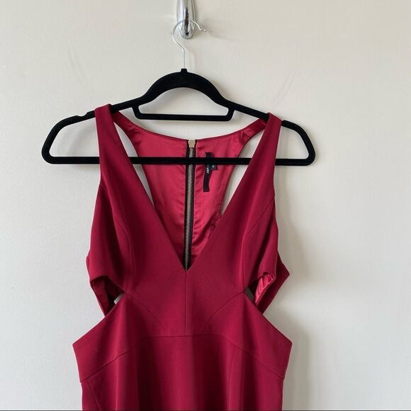 Jay Godfrey - Krooger Deep V Cut Out Mini Dress Red (Size:10) - Picture 6 of 12